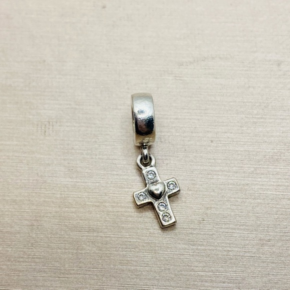EUC Pandora 790355CZ Sterling Silver Cross Dangle w/ Clear Zirconia - RETIRED - Picture 6 of 9